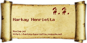 Harkay Henrietta névjegykártya